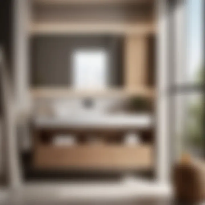 Minimalist 18-inch width bathroom vanity with integrated storage