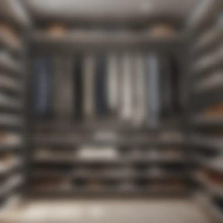 Sleek Closet Arrangement Minimalist closet with neatly arranged shoes and accessories
