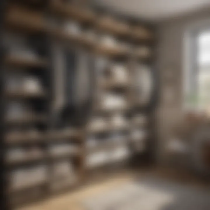 Efficient Shelf Organization Closet with organized shelves and neatly folded clothes