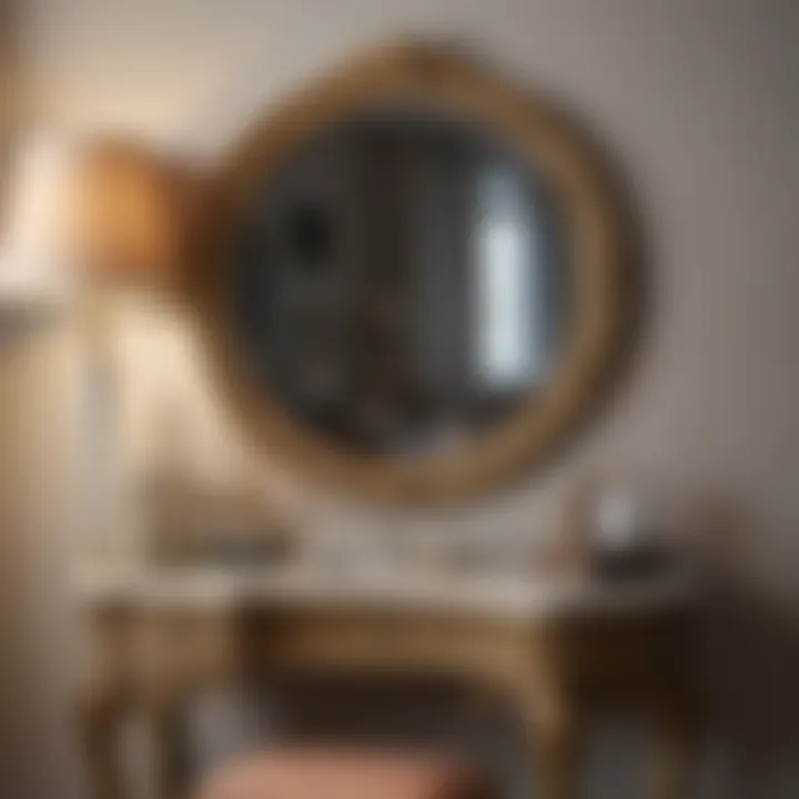 Chic corner vanity table with a decorative mirror