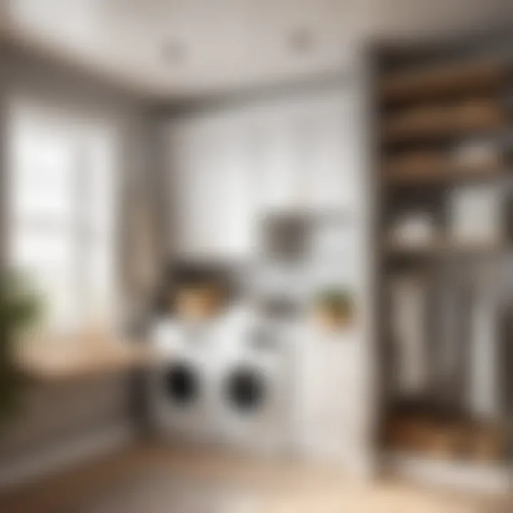 Laundry room hanging shelf enhancing aesthetics