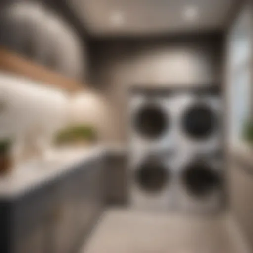 Sleek and Functional Laundry Room Setup Minimalist Laundry Room Design with Over-Washer Shelf