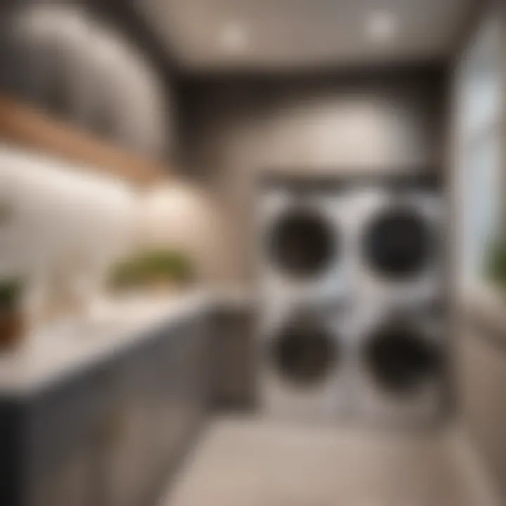 Sleek and Functional Laundry Room Setup Minimalist Laundry Room Design with Over-Washer Shelf