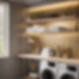 Laundry room hanging shelf in modern design