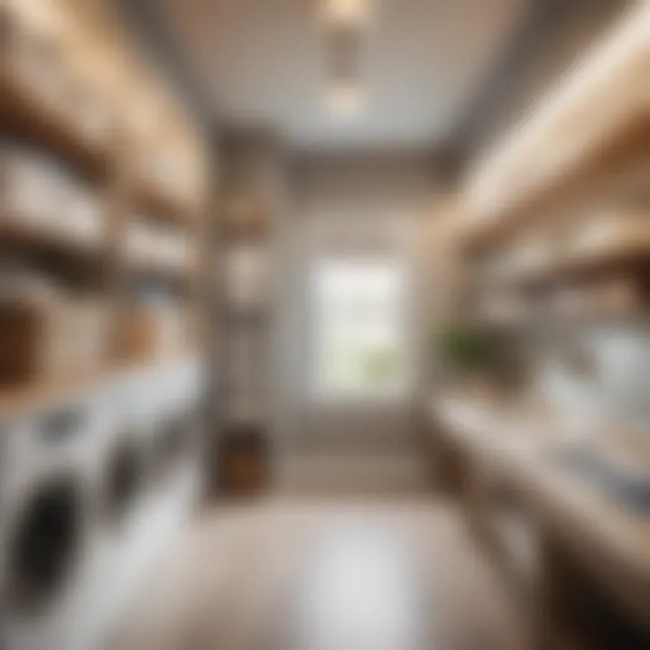 Organized Laundry Supplies on Narrow Shelves