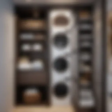 Space-Optimized Storage Solution Functional Narrow Shelves in Small Laundry Room
