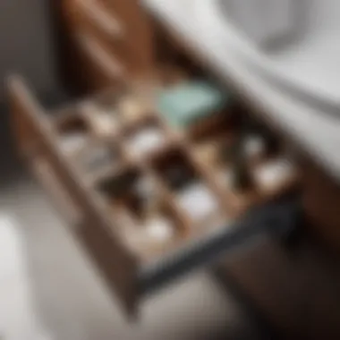 Minimalist Approach to Bathroom Organization Pull-out drawer showcasing minimalist bathroom organization