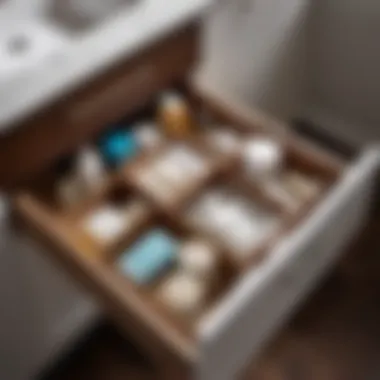 Efficient Toiletry Storage Solution Organized bathroom pull-out drawer with toiletries