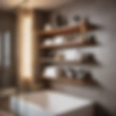 Stylish Storage Solution Stylish bathroom decor featuring floating shelves