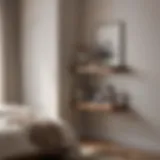 Elegant corner shelf in a modern bedroom