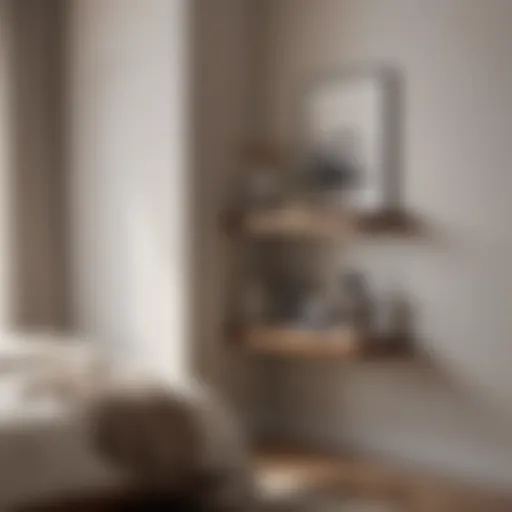 Elegant corner shelf in a modern bedroom