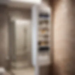 Innovative hanging storage solution in small bathroom