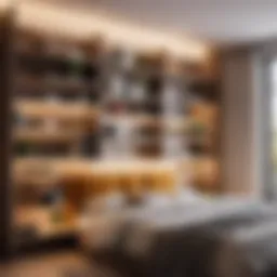 Innovative Wall Shelving System in Small Bedroom