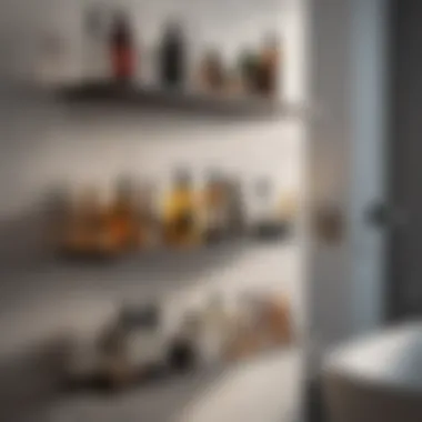 Integrating freestanding shelves into bathroom layout