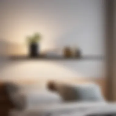 Elegant Minimalistic Floating Shelf Elegant minimalistic floating shelf in small bedroom