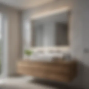 Elegant minimalistic bathroom with floating vanity