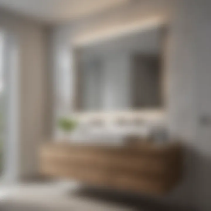 Elegant minimalistic bathroom with floating vanity