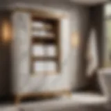 Luxurious towel cabinet with marble accents