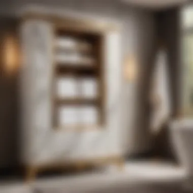 Luxurious towel cabinet with marble accents