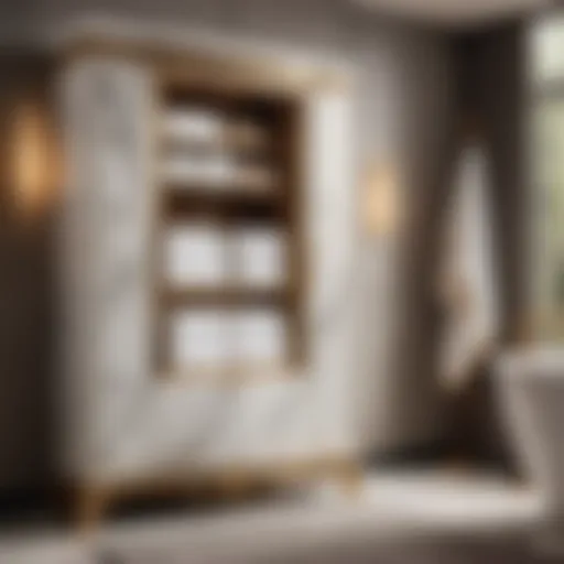 Luxurious towel cabinet with marble accents