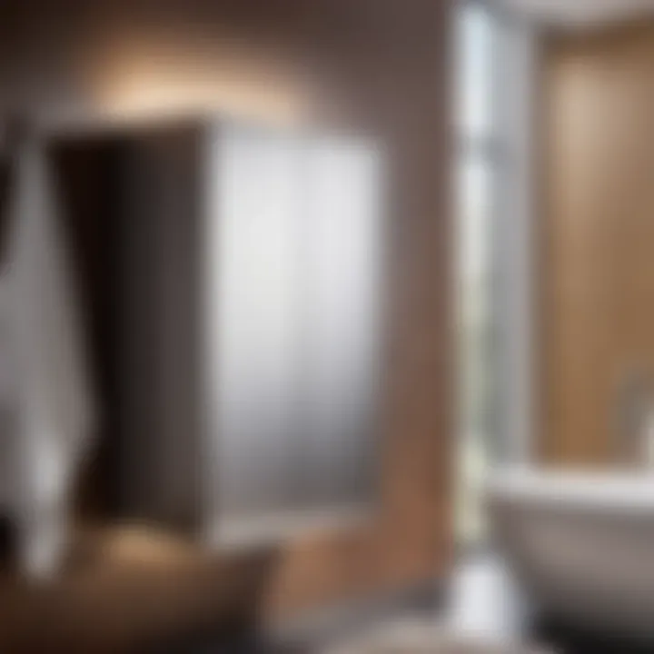 Modern towel cabinet with sleek metallic finish
