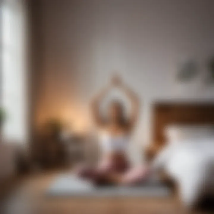 Mindfulness meditation during bedroom yoga practice