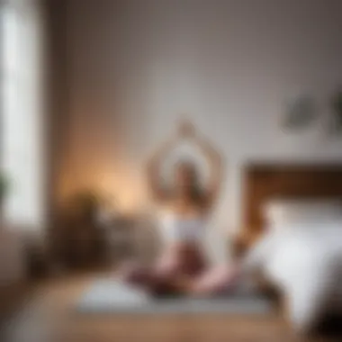 Mindful Moments in Bedroom Yoga Mindfulness meditation during bedroom yoga practice