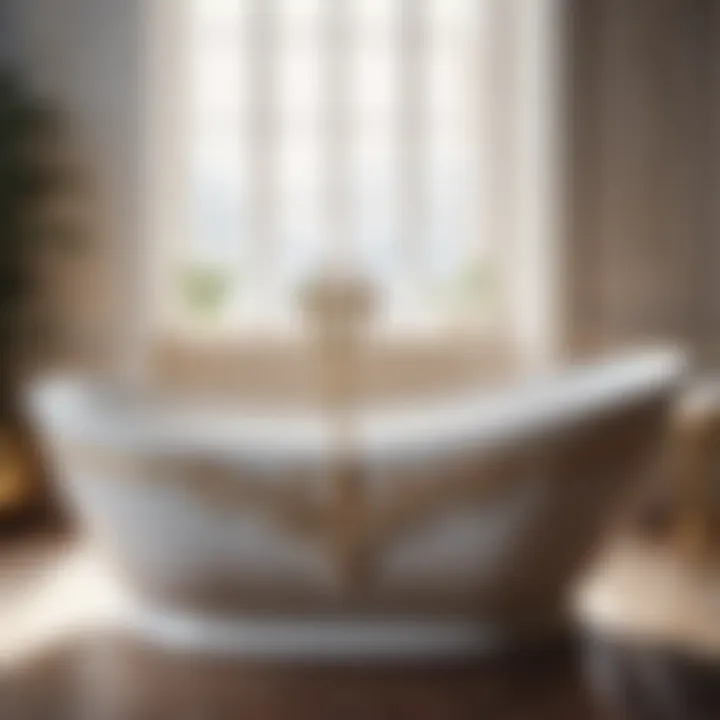 Close-up of intricate ceramic bathtub design