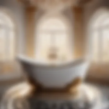 Luxurious mini ceramic bathtub with ornate accents