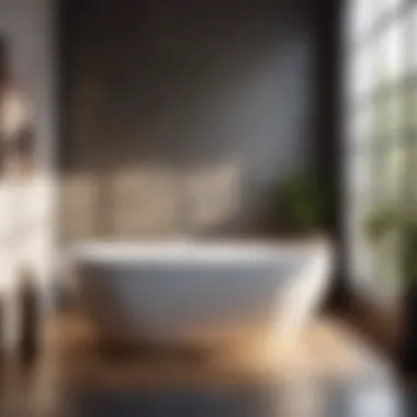 Elegant ceramic bathtub in a modern bathroom