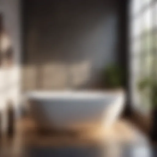 Elegant ceramic bathtub in a modern bathroom