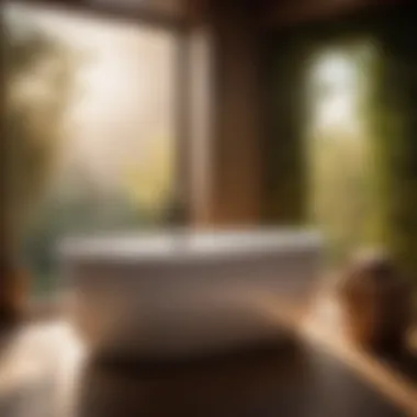Mini ceramic bathtub in a serene spa-like setting