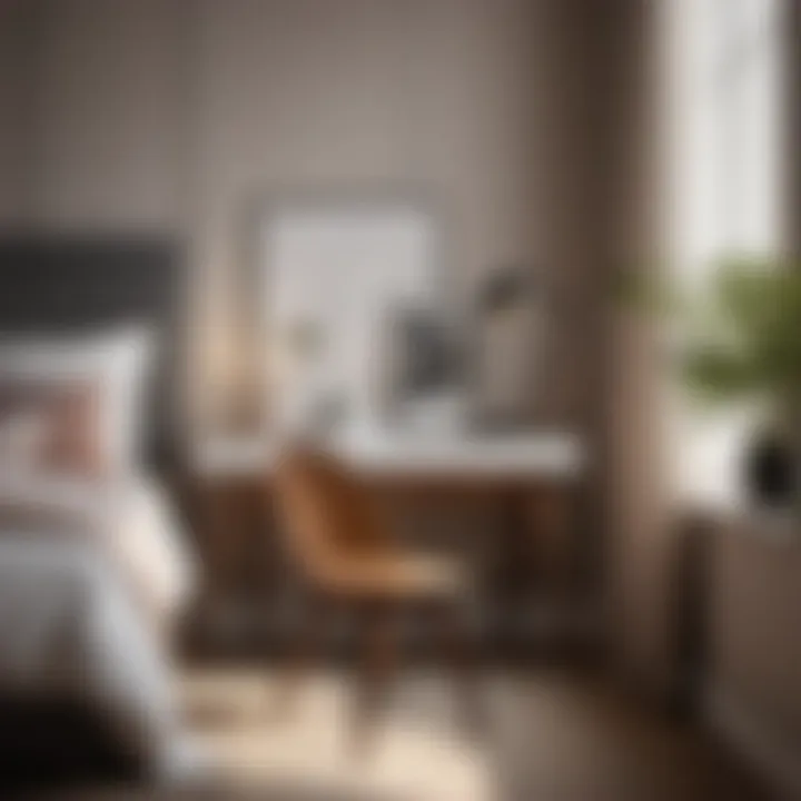 Minimalist bedroom with a compact chair and table set