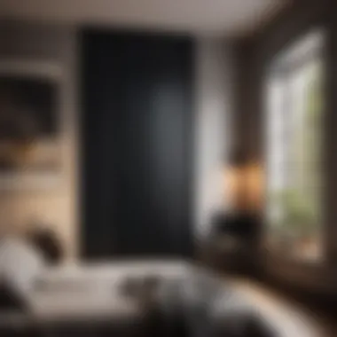 Minimalist Bedroom Decor Highlighting Black Shutter Doors Minimalist bedroom decor with black shutter doors