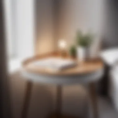 Minimalist bedroom decor with small corner table