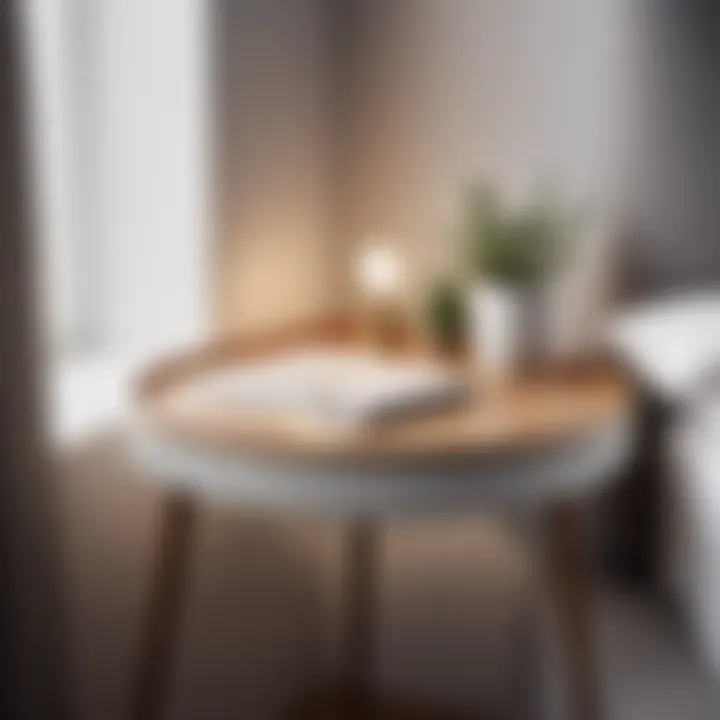 Minimalist bedroom decor with small corner table