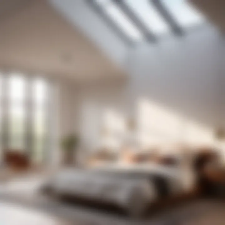 Sleek and Minimalist Bedroom Minimalist bedroom design with natural light from skylight