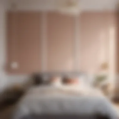 Minimalist bedroom with paint swatches and cost breakdown