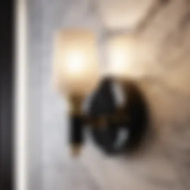 Minimalist black marble bathroom sconce