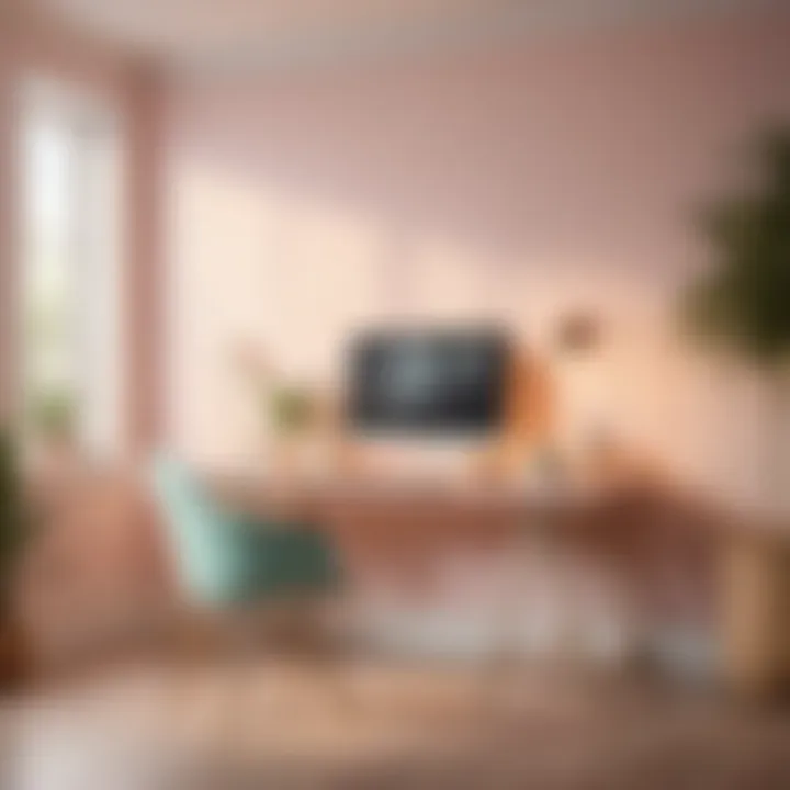 Soothing Pastel Ambiance Minimalist home office with soft pastel tones