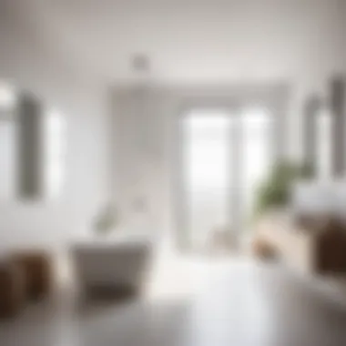 Minimalist White Bathroom Featuring Large Rectangular Bath Minimalist white bathroom with large rectangular bath