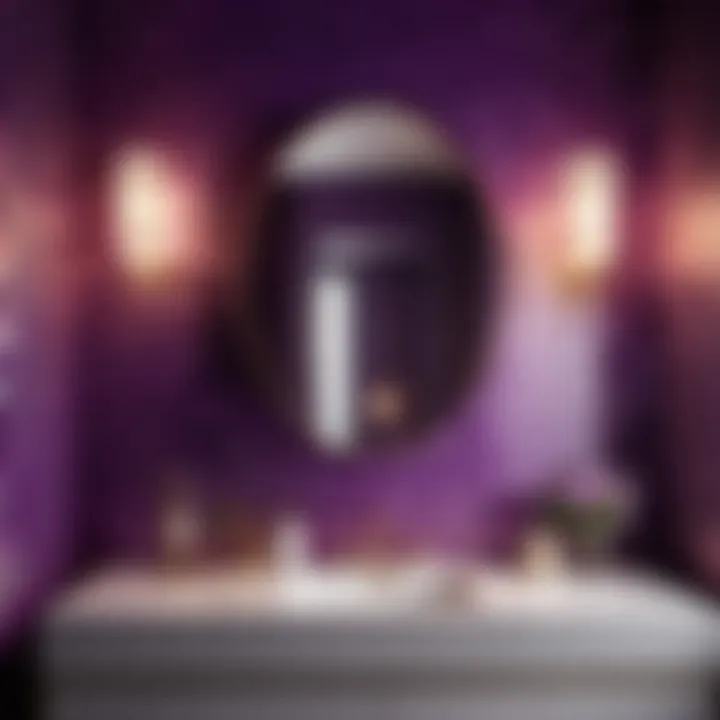 Minimalist light purple bathroom wall decor with geometric patterns
