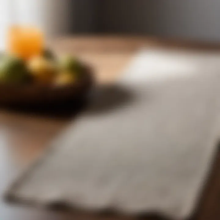 Minimalist linen bedroom table runner in neutral tones