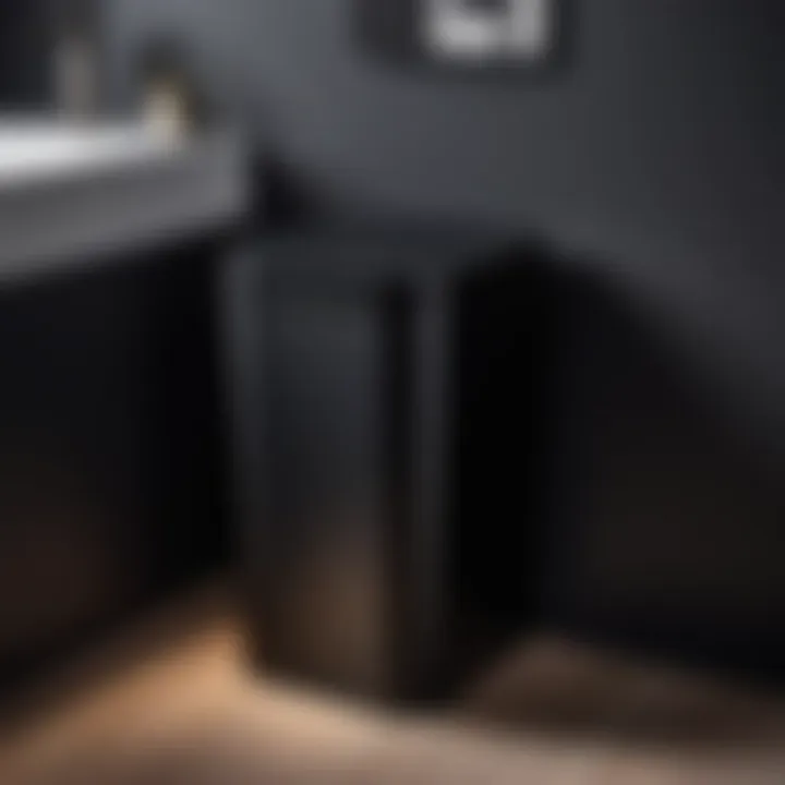 Quiet Elegance - Soft Close Lid Feature Minimalist Matte Black Waste Bin with Soft Close Lid