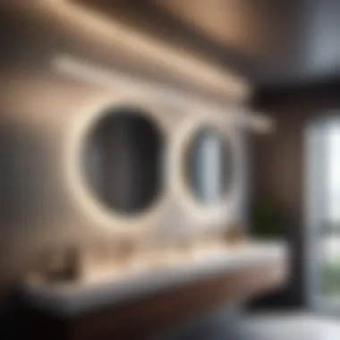 Sleek and Stylish Minimalist pendant light fixtures enhancing a sleek bathroom design