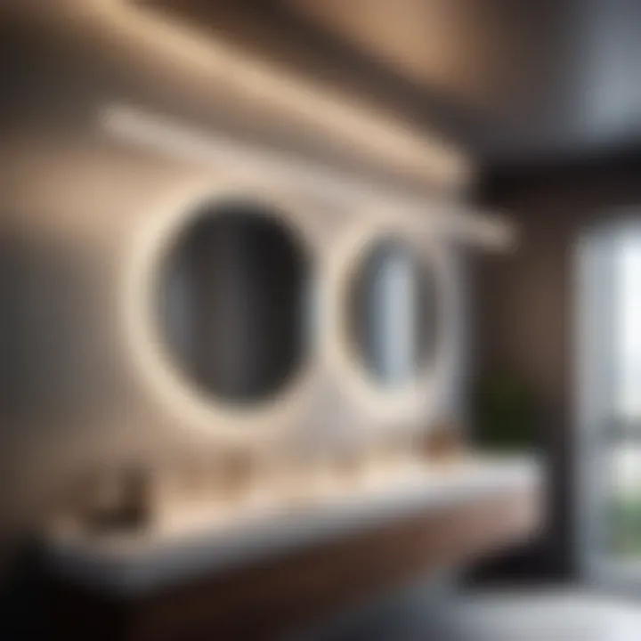 Sleek and Stylish Minimalist pendant light fixtures enhancing a sleek bathroom design
