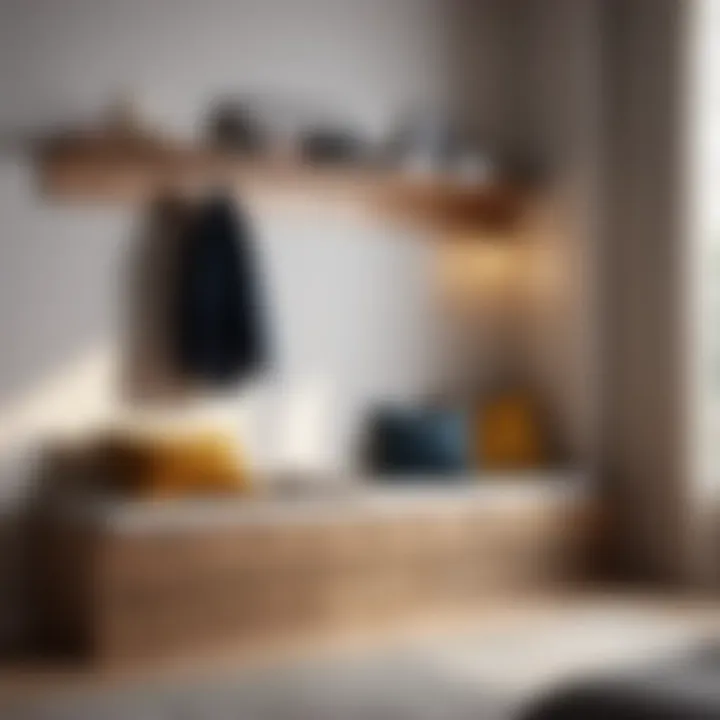 Minimalist small bedroom with a sleek storage bench