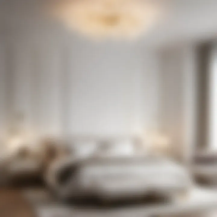 Statement Lighting Fixtures Minimalist white bedroom with statement lighting fixtures