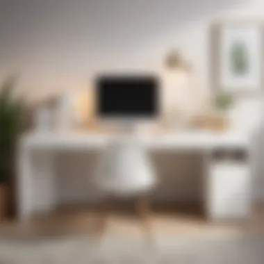 Minimalist white desk with built-in storage