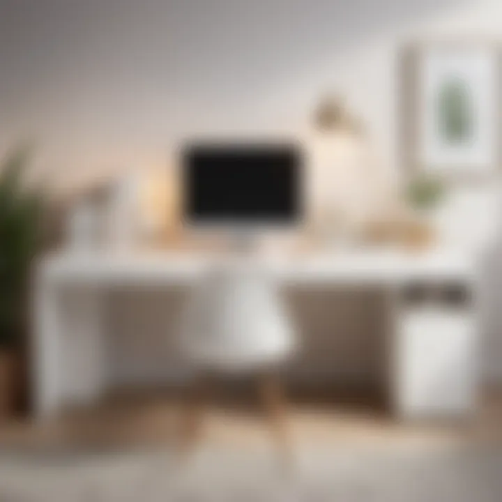 Minimalist white desk with built-in storage